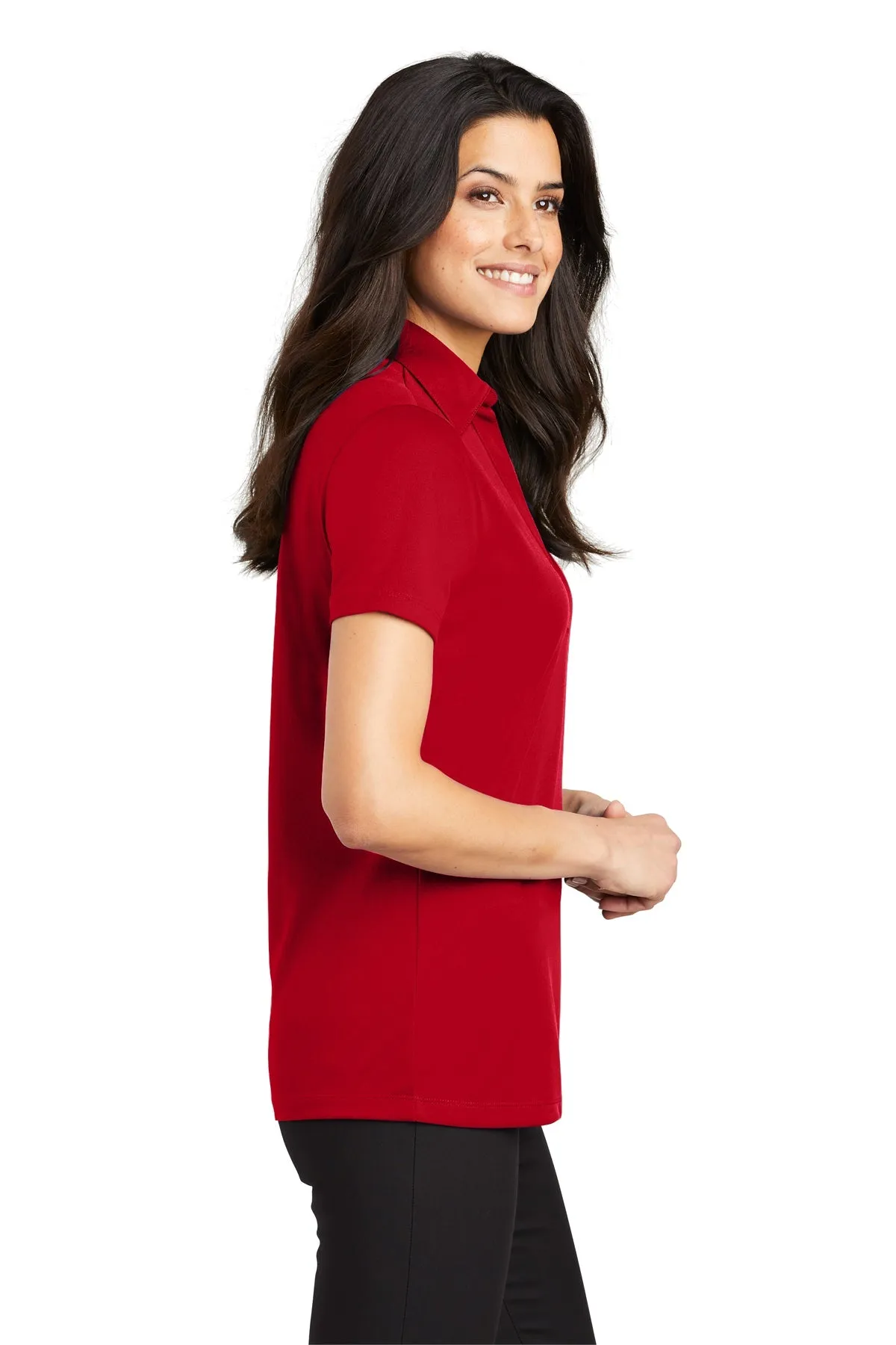 Port Authority Ladies Silk Touch Branded Performance Polos, Red